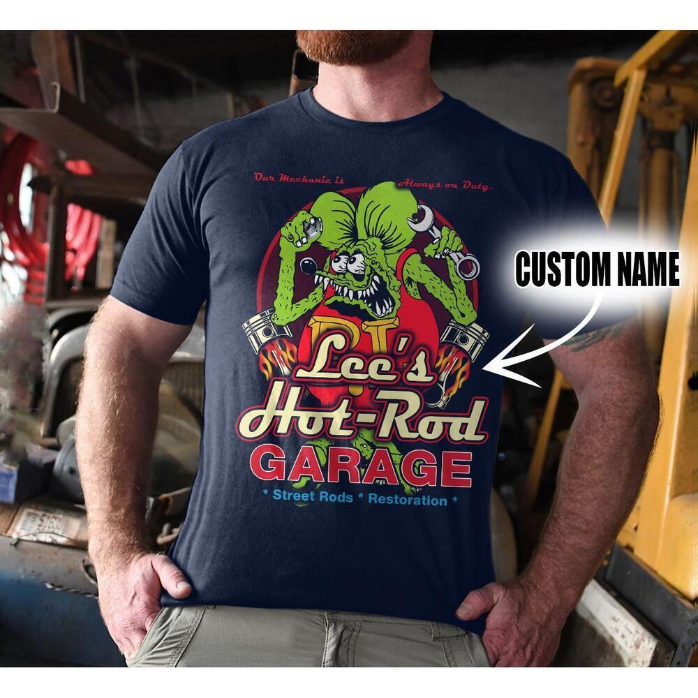 Personalized Hot Rod Garage Street Rods Restoration Rat Fink T Shirt